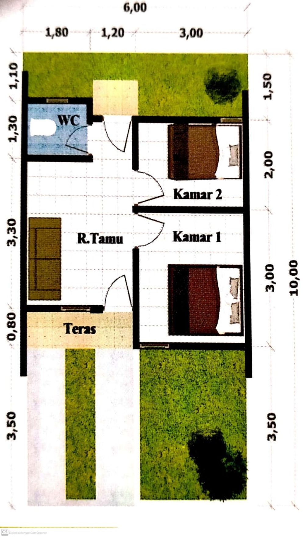 foto denah rumah tipe 30/60 perumahan GRAHA NUANSA PILANG 2 TAHAP 2