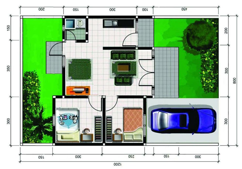 foto denah rumah tipe 45/96 perumahan NEW KALISAT RESIDENCE