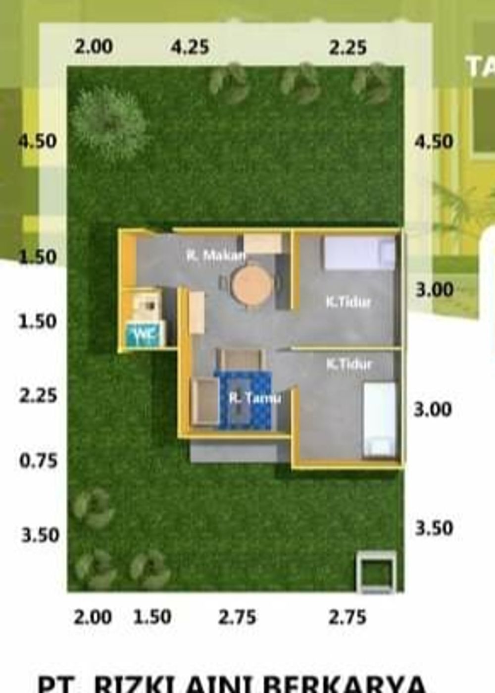 foto denah rumah tipe 36 perumahan Tanjung terdana rizki residence