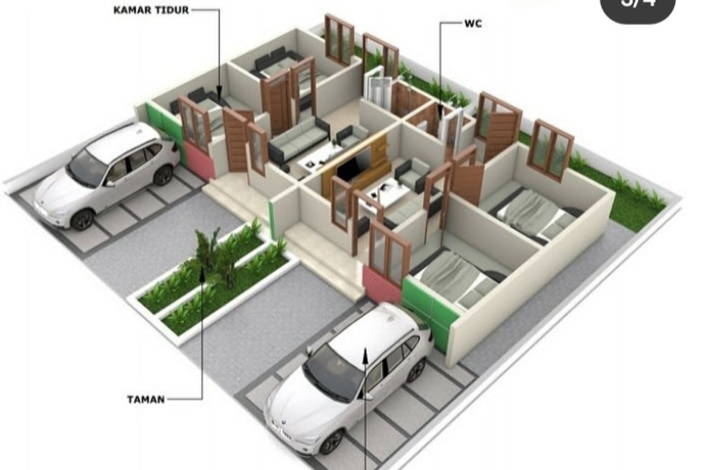 foto denah rumah tipe Rumah Subsidi perumahan Griya Sirsak Mencirim 2 Tahap II