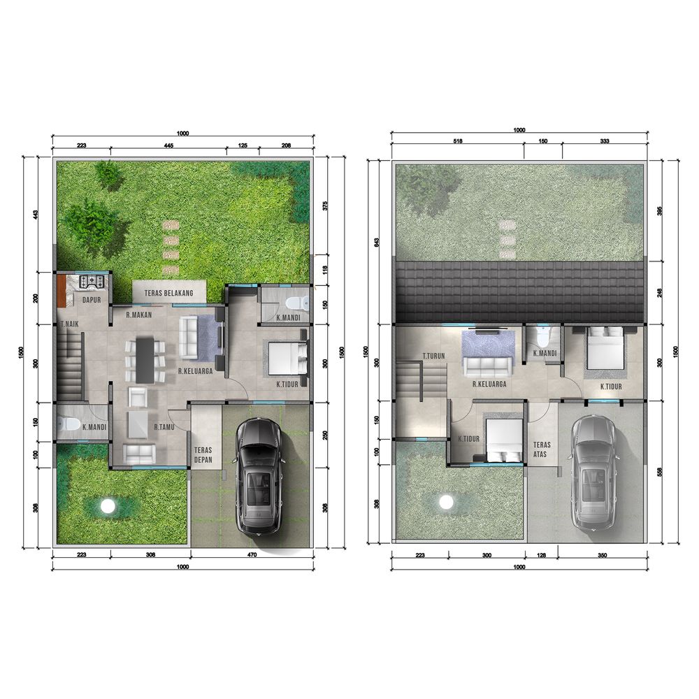 foto denah rumah tipe 100/150 perumahan Panorama Asri Kuningan
