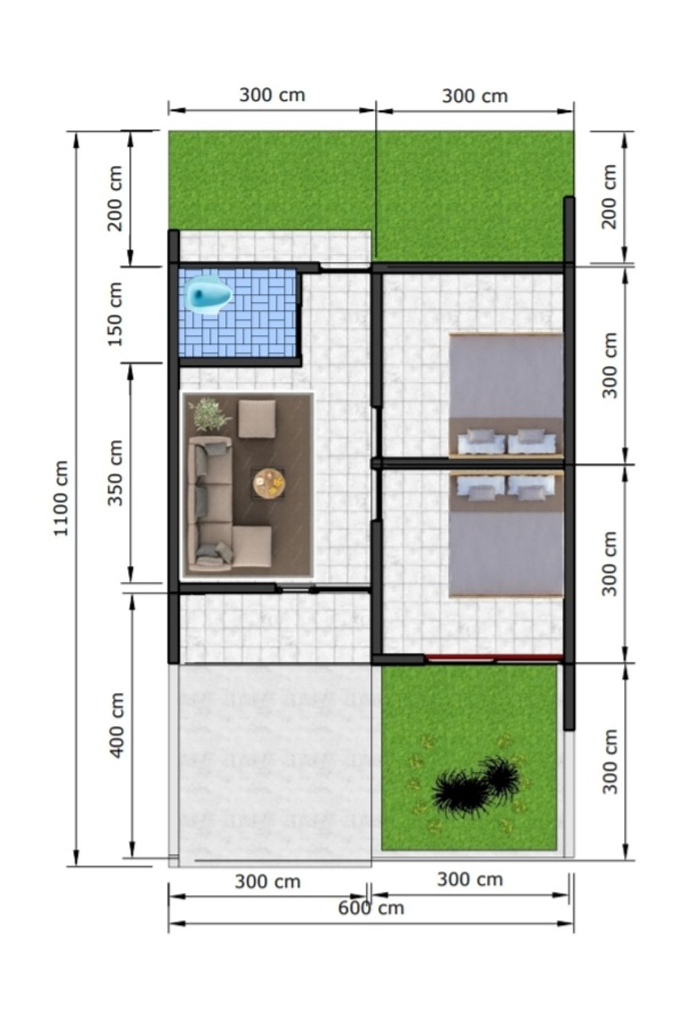 foto denah rumah tipe 36/66 perumahan ASIK RESIDENCE