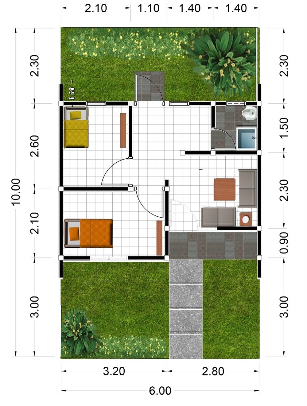 foto denah rumah tipe 27 perumahan GREEN HILL 3