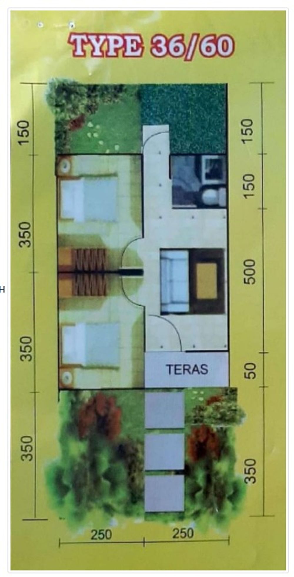 foto denah rumah tipe 36/60 perumahan Puri Permata