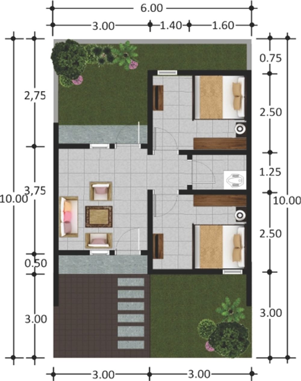 foto denah rumah tipe 30 perumahan Senayan Garden I