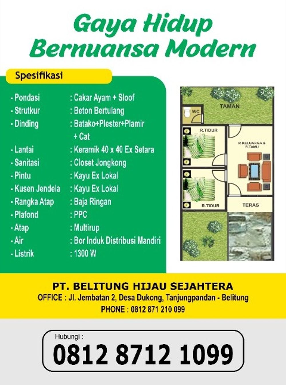 foto denah rumah tipe 36 perumahan BELITUNG HIJAU 3