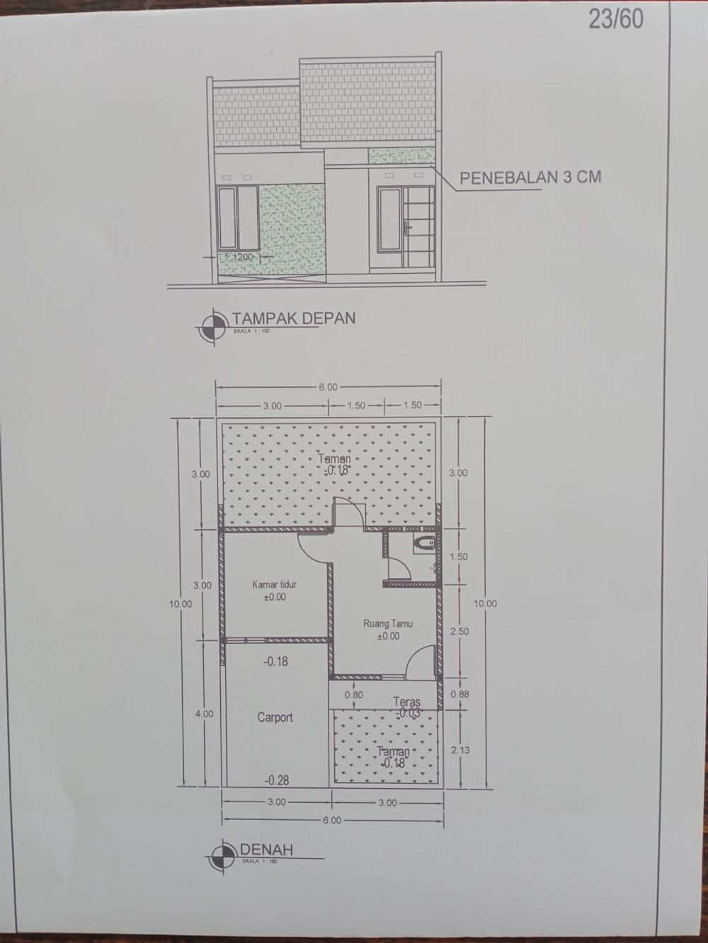 foto denah rumah tipe 23/60 perumahan Bakalan Regency