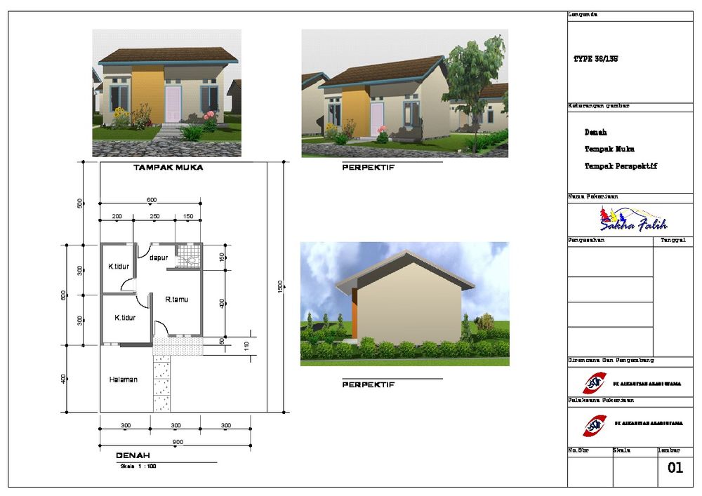 foto denah rumah tipe 36 perumahan SAKHA FALIH