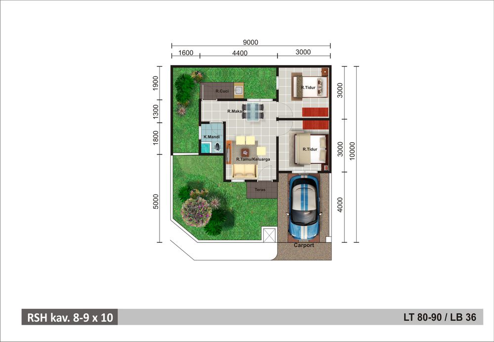 foto denah rumah tipe Flamboyan perumahan PERMATA MUTIARA MAJA - CLUSTER SAPHIRE & SAPHIRE 2