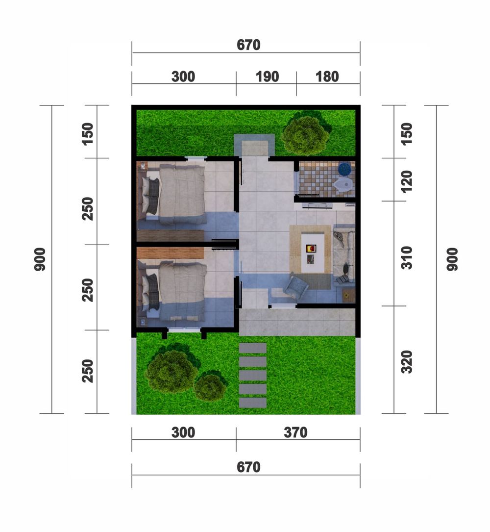 foto denah rumah tipe 30/70 perumahan ATMA SUN GARDEN