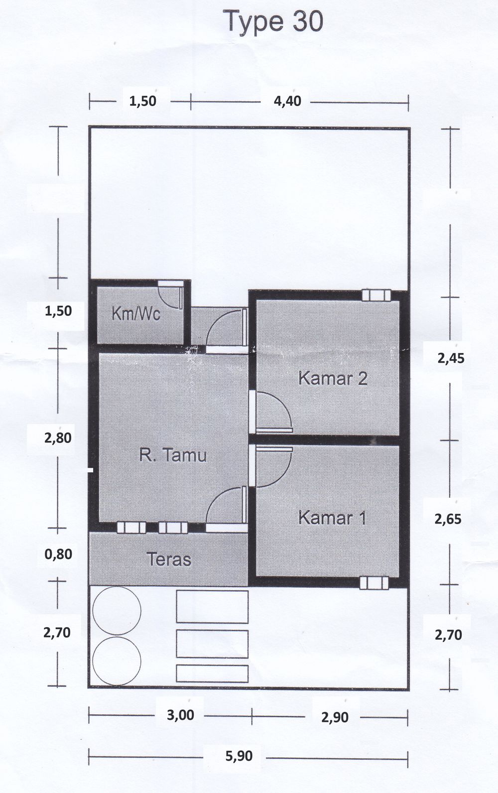 foto denah rumah tipe 30 perumahan Bumi pekuncen Asri Wiradesa 2