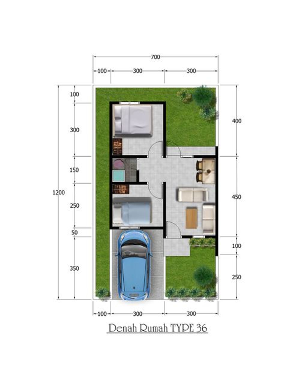 foto denah rumah tipe 36 perumahan KARYA PERDANA RESIDENCE (TAHAP III)
