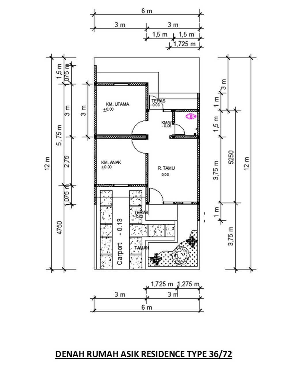 foto denah rumah tipe 36/72 perumahan ASIK RESIDENCE