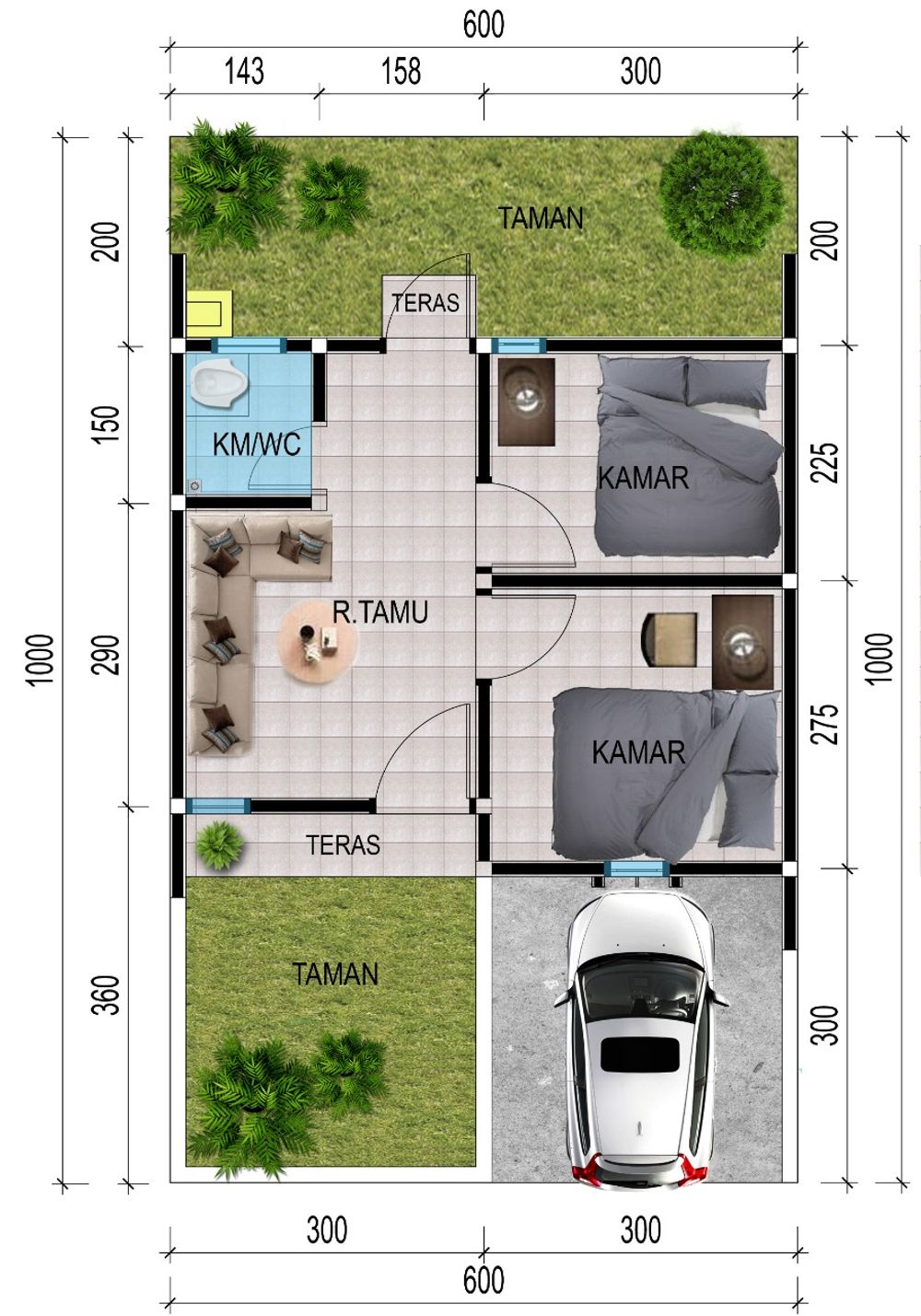foto denah rumah tipe 30 perumahan CITRA HARMONI 6 KARANGSARI