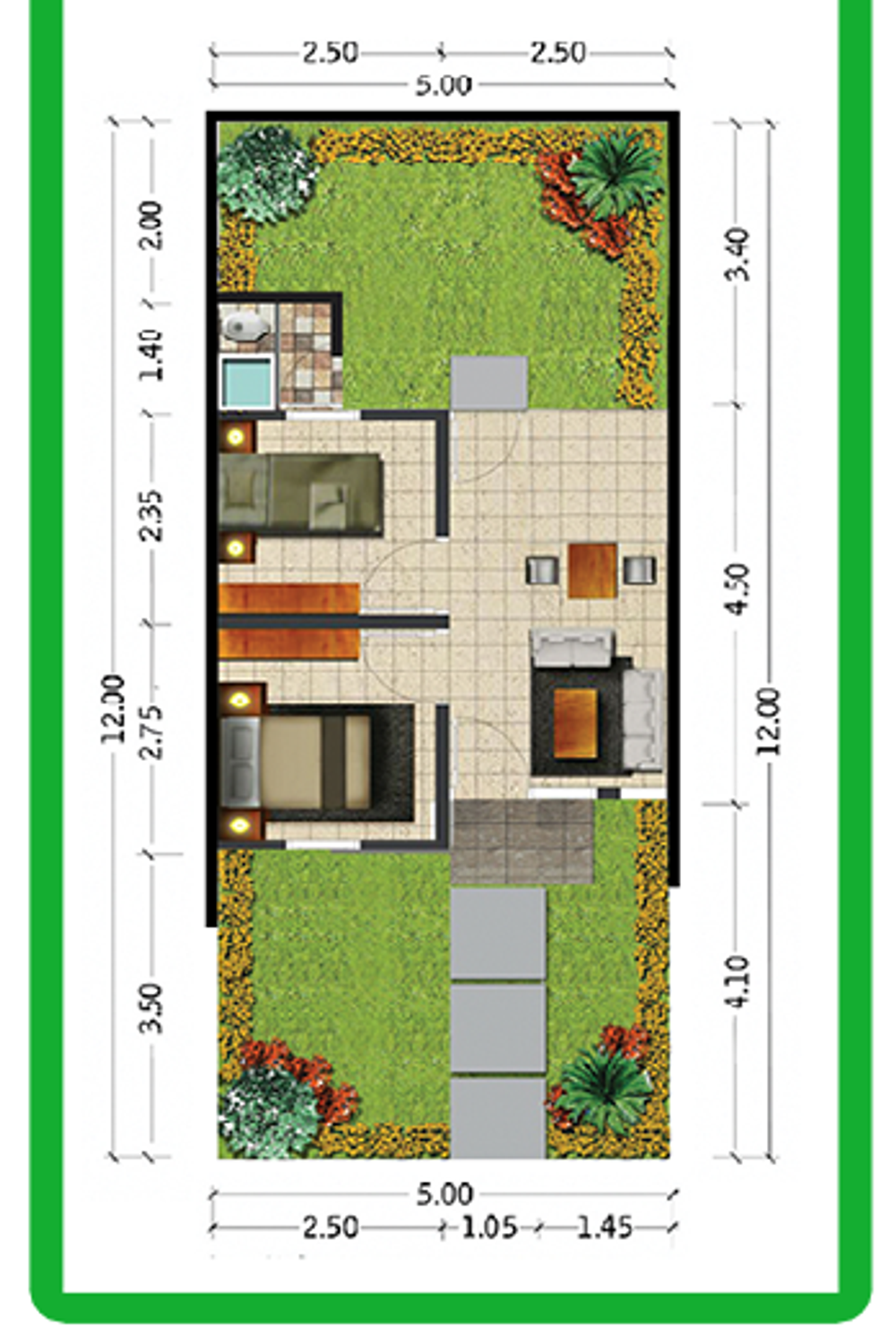 foto denah rumah tipe FLPP 28/60 (2021) perumahan Mutiara Puri Harmoni 3