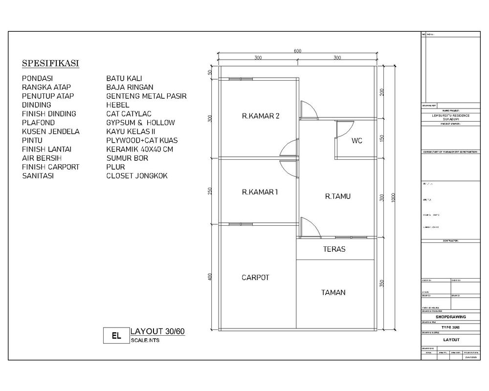 foto denah rumah tipe minimalis perumahan Lembursitu Residence