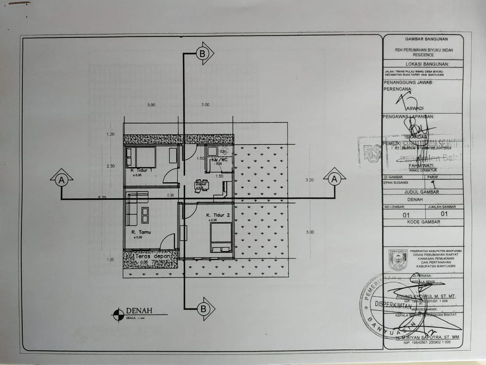 foto denah rumah tipe T. 36 perumahan BIYUKU INDAH RESIDENCE
