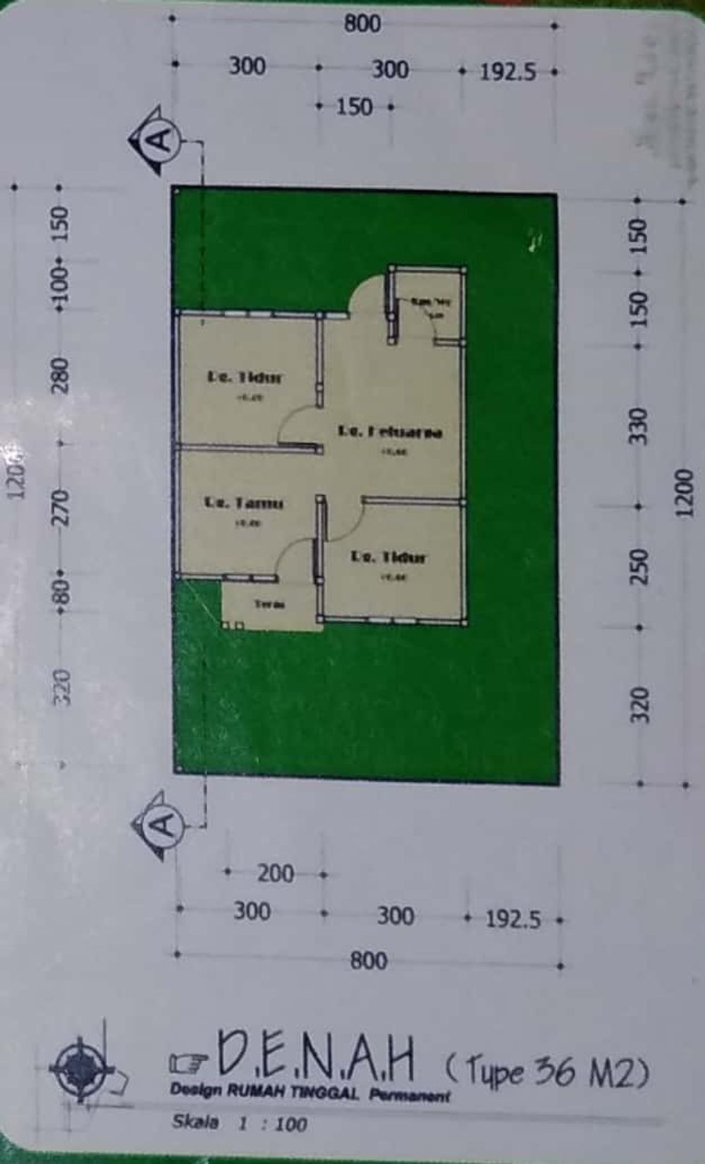 foto denah rumah tipe 36 perumahan BTN GRIYA NUDIFA PERMAI