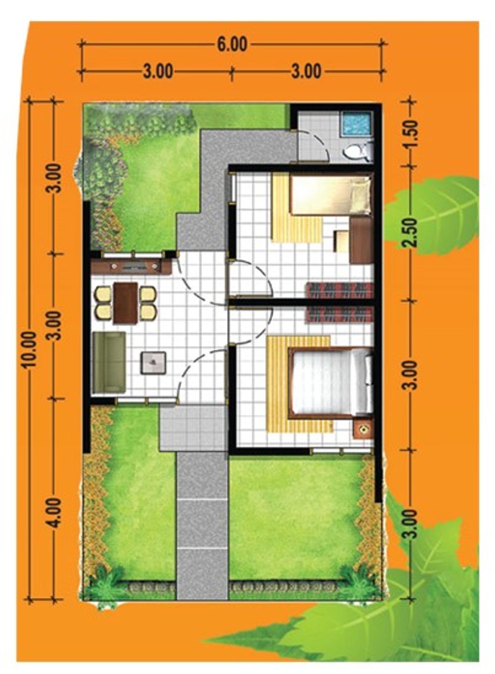 foto denah rumah tipe FLPP 26/60 (2KT) HARGA 148.500.000 perumahan Puri Harmoni 8