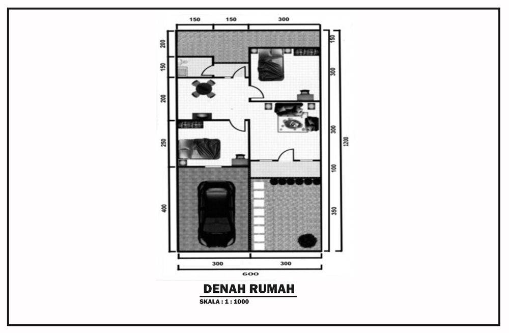 foto denah rumah tipe 36/72 perumahan Griya Dafista