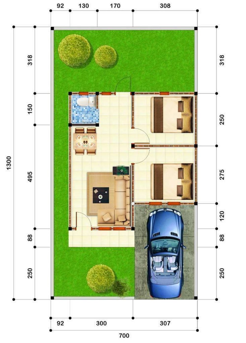 foto denah rumah tipe 36 perumahan GREEN HILL PUDAY