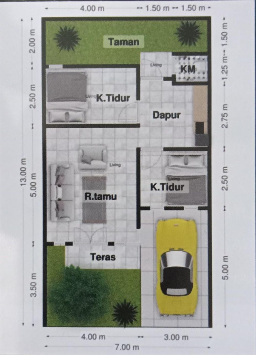 foto denah rumah tipe 50/91 perumahan GRAHA KANAYA
