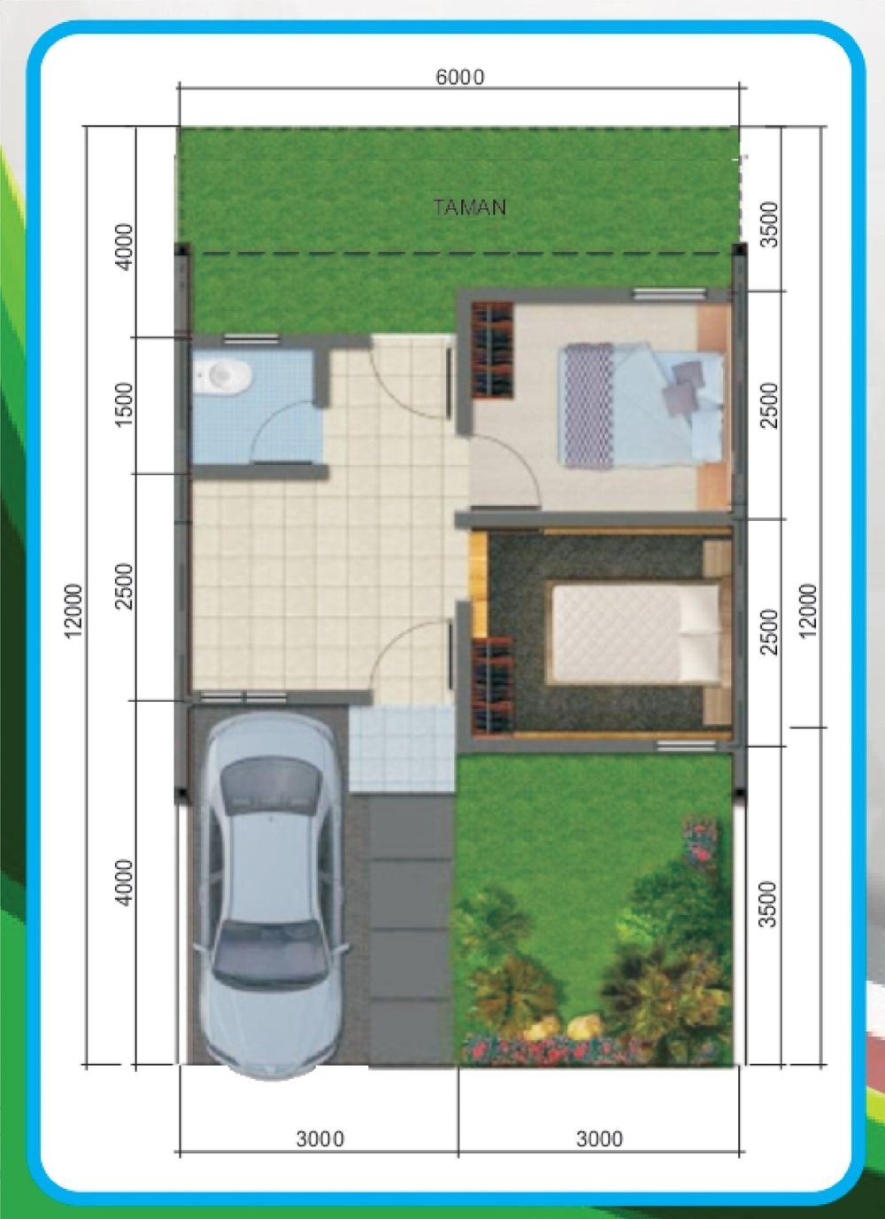 foto denah rumah tipe 27/60 perumahan TAMANSARI RESIDENCE 2 - TAHAP 2