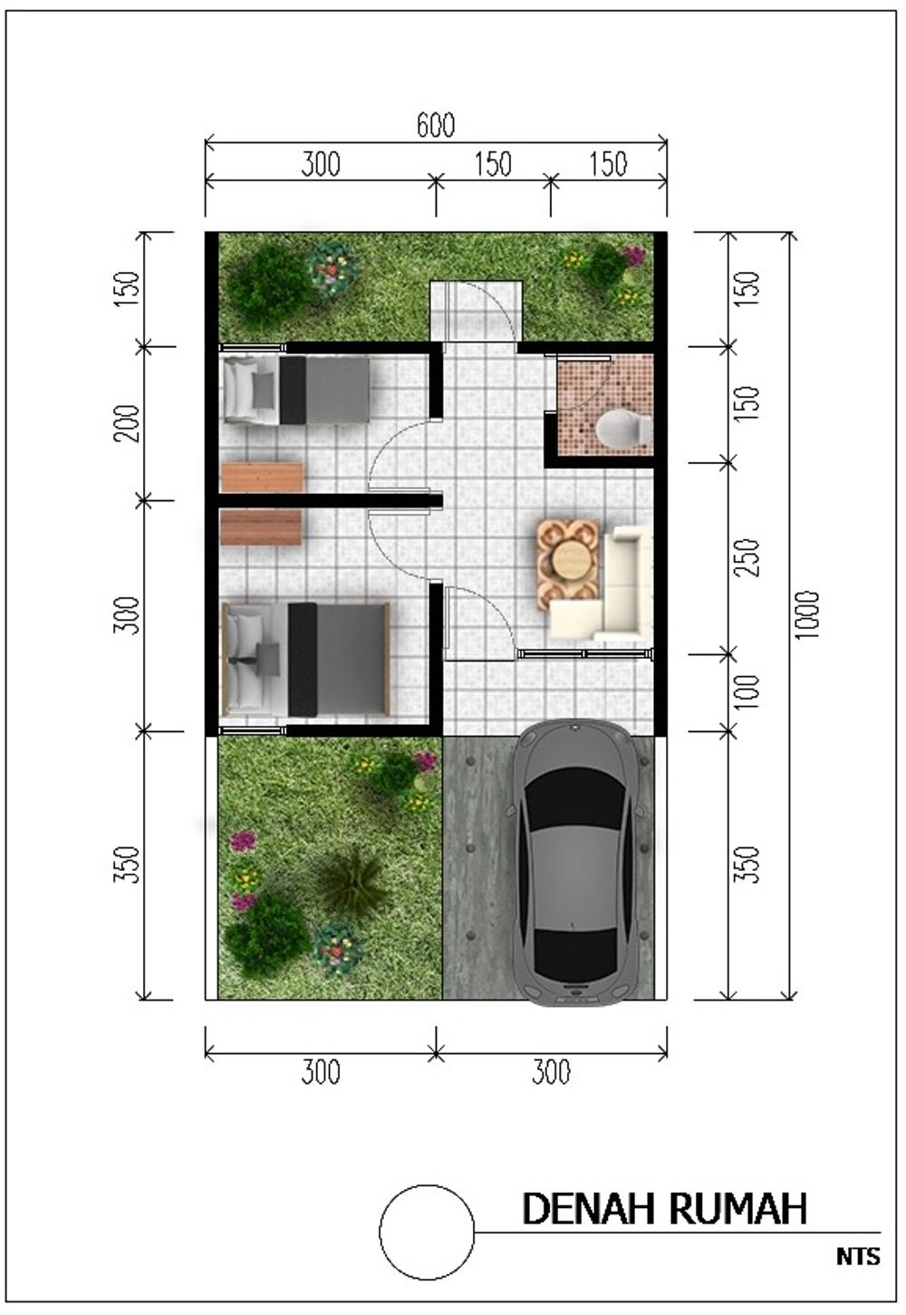 foto denah rumah tipe 30 perumahan Kamata Regency 2