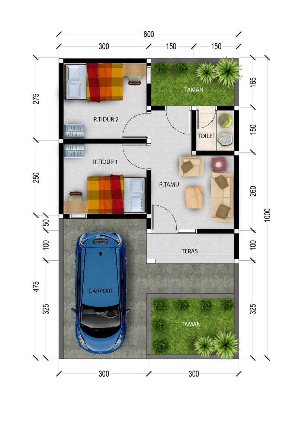 foto denah rumah tipe 31/60 perumahan Graha Permata 10 teras