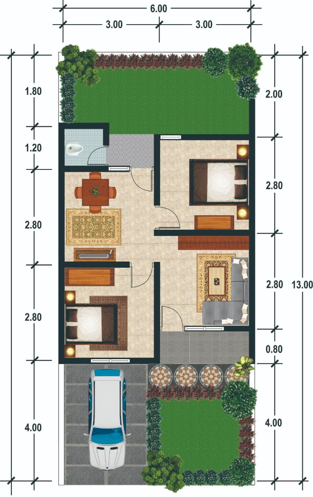 foto denah rumah tipe 36/78 perumahan RAJAWALI RESIDENCE
