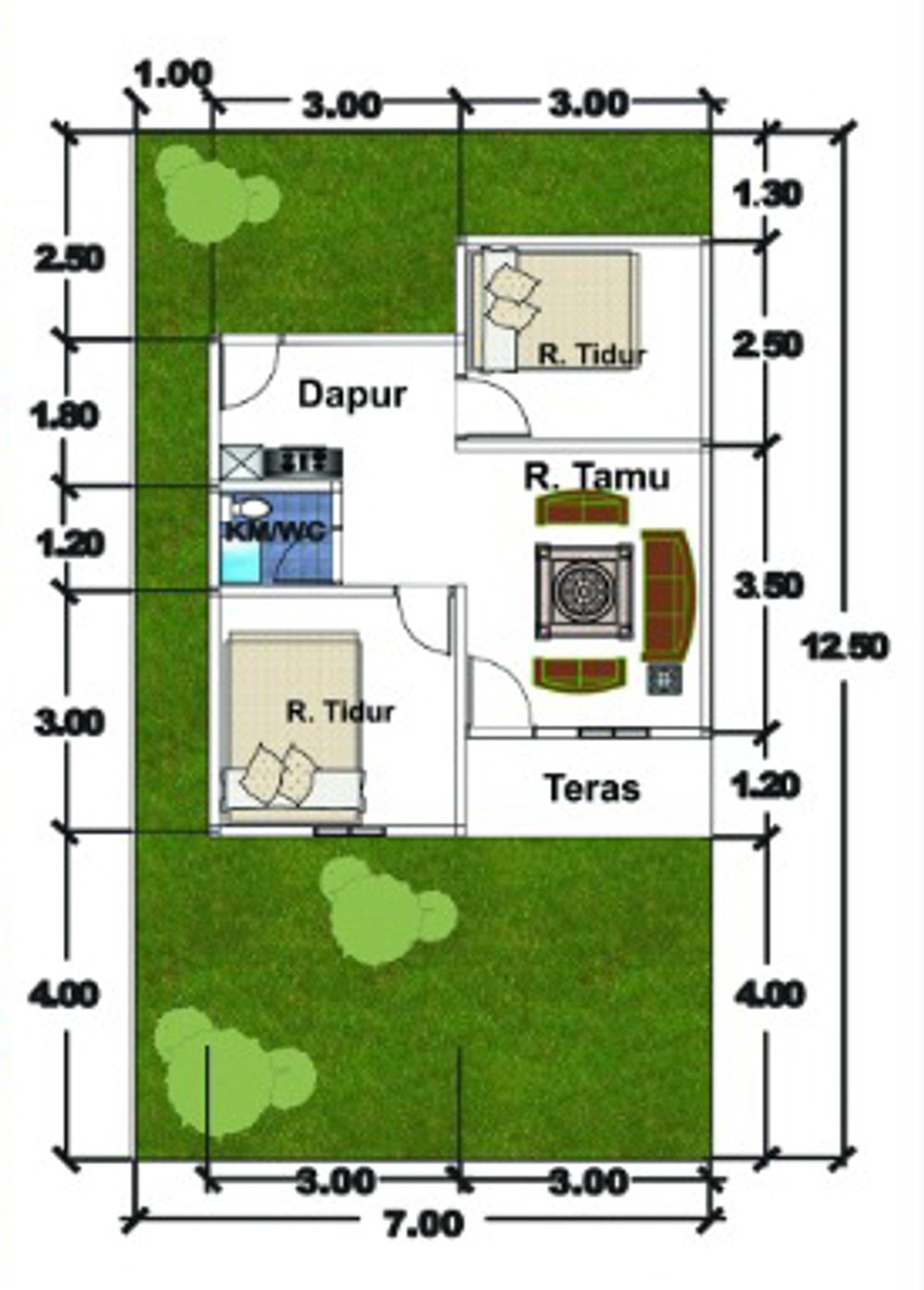 foto denah rumah tipe 36 perumahan Rorinata Residence Sukamaju Tahap 9 Pengembangan 3