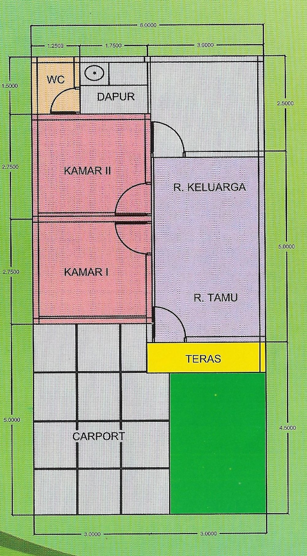 foto denah rumah tipe 36/72 perumahan SAKAI SEMBAYAN RESIDENCE