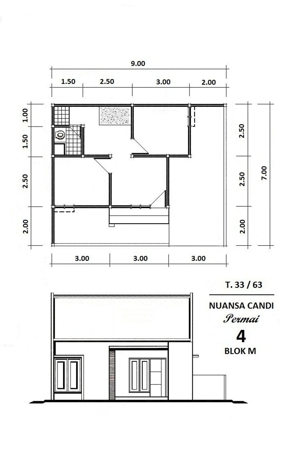 foto denah rumah tipe 33/63 perumahan NUANSA CANDI PERMAI 4 BLOK M