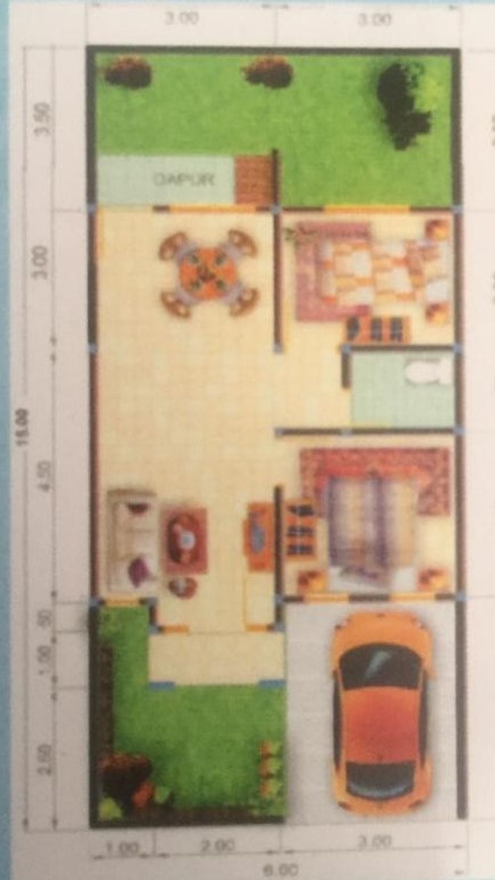 foto denah rumah tipe 45/90 perumahan BUMI FINDARIA MAS TAHAP 3