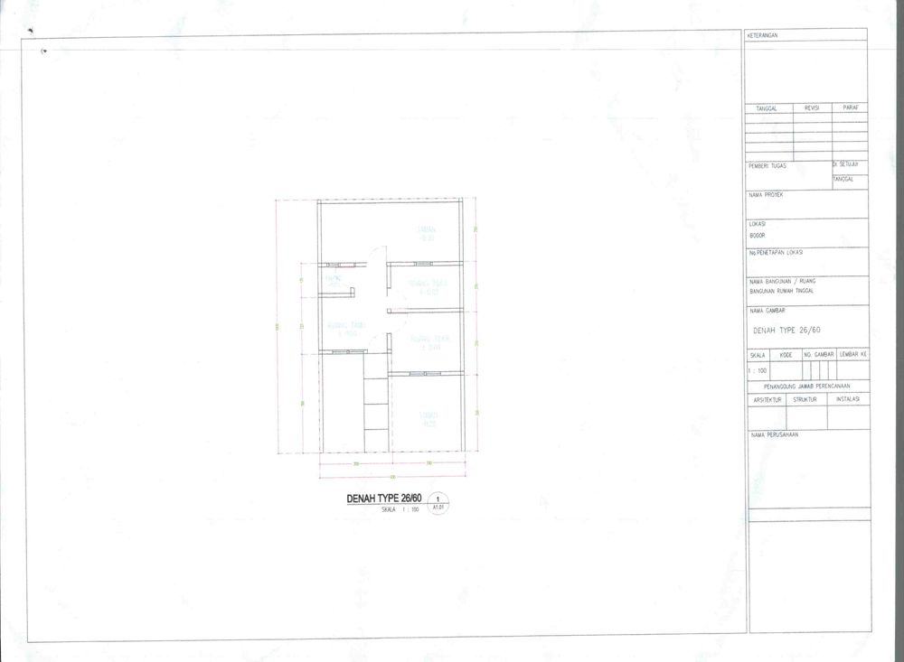 foto denah rumah tipe FLPP 26/60 perumahan PURI HARMONI 9