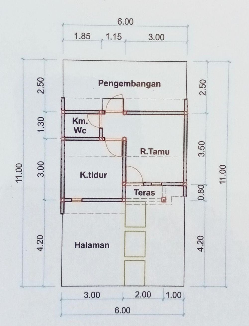 foto denah rumah tipe T.25 perumahan Villa Pisma Asri 6