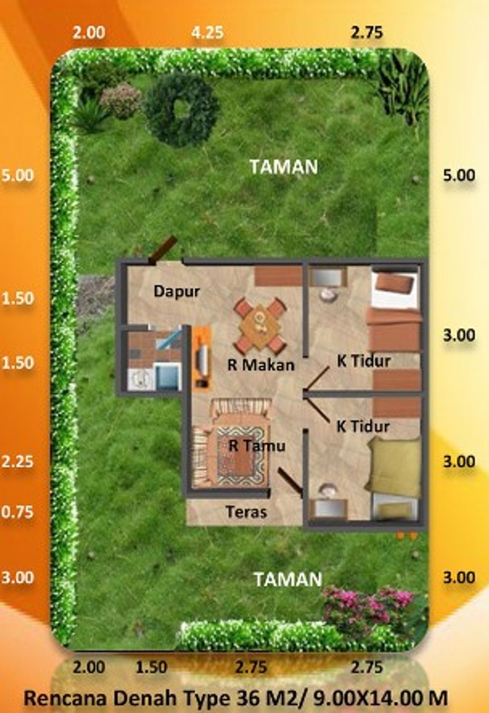 foto denah rumah tipe SUBSIDI perumahan Indotama Regency 