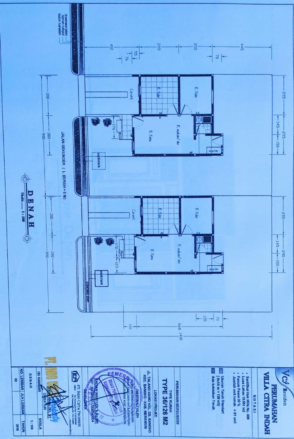 foto denah rumah tipe 36 perumahan VILLA CITRA INDAH