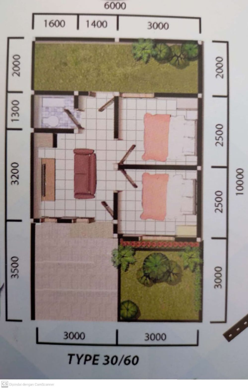 foto denah rumah tipe 30/60 perumahan Green Ciomas Residence 2
