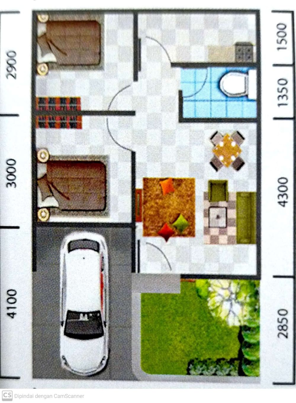 foto denah rumah tipe 42/72 perumahan Green Ciomas Residence 2
