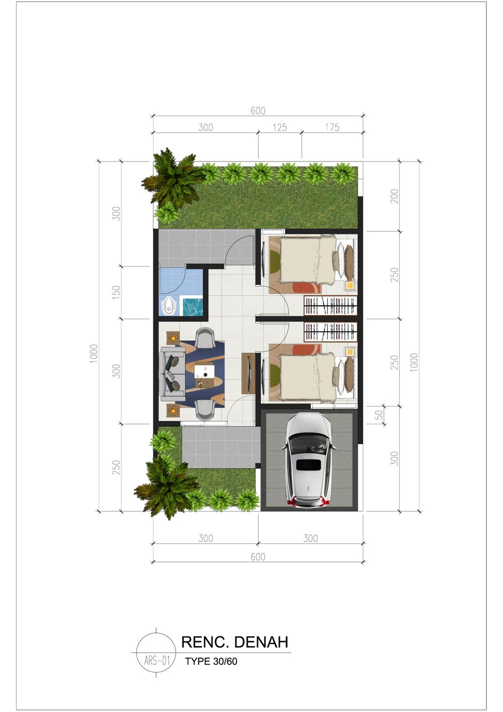 foto denah rumah tipe 30 perumahan NGASEM VIEW