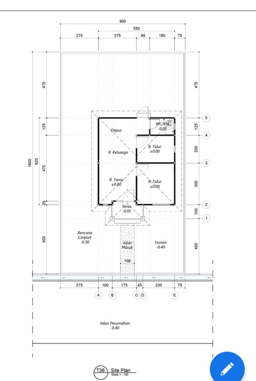 foto denah rumah tipe 36 perumahan BUMI SENENTANG BHAYANGKARA RESIDENCE