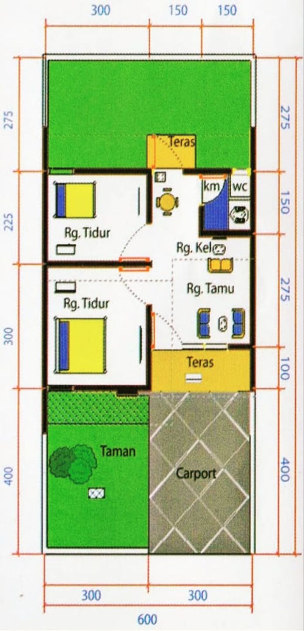 foto denah rumah tipe 30/154 perumahan Pulau Emas