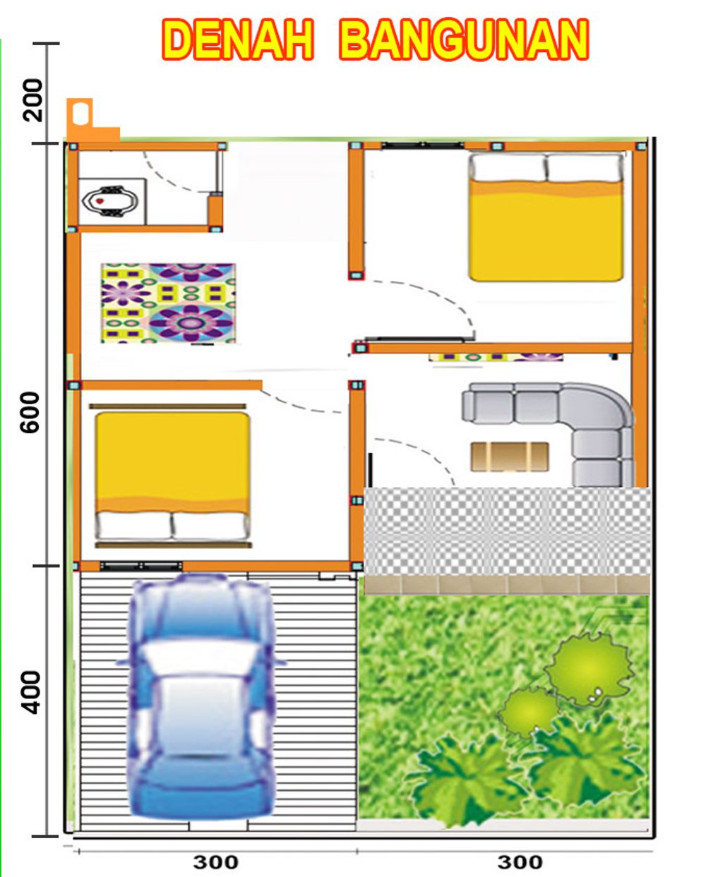 foto denah rumah tipe 36/72 perumahan BHAYANGKARA 2 RESIDENCE