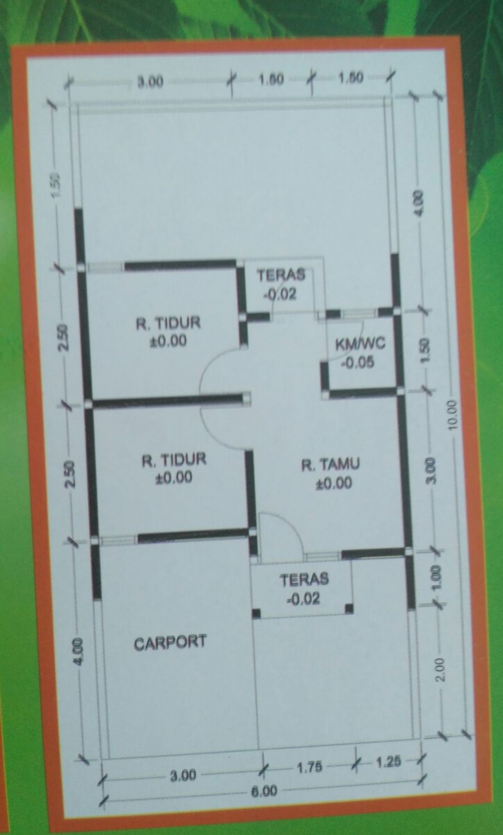 foto denah rumah tipe 30/66 perumahan Taman Gilang Ria Indah