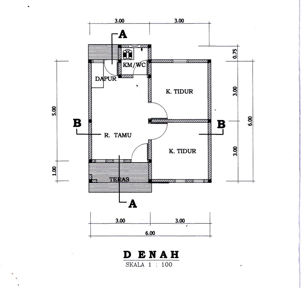 foto denah rumah tipe 36/108 perumahan Bukit Berbunga Residence