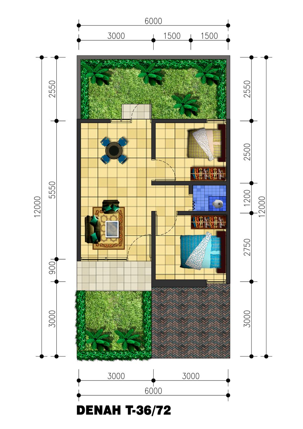 foto denah rumah tipe 36/72 perumahan Citra Multiland