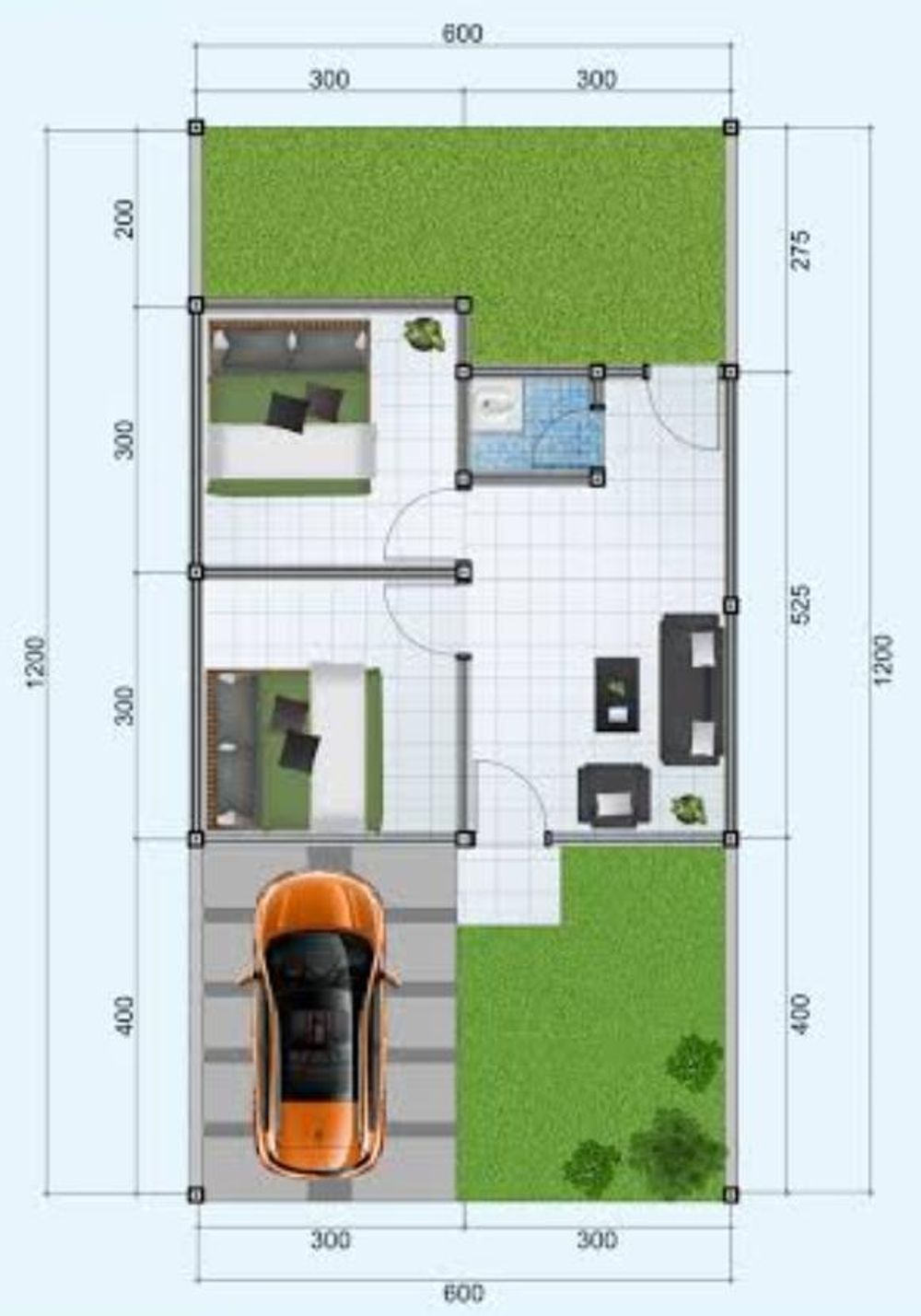 foto denah rumah tipe 36/72 perumahan TAMAN KAHURIPAN GINTUNG