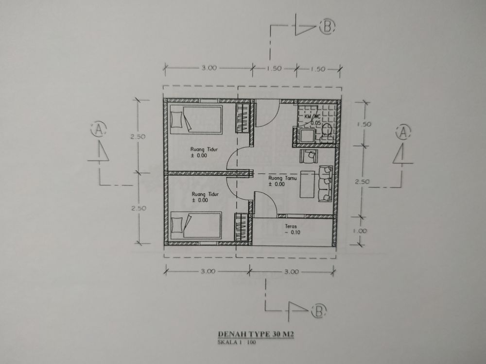 foto denah rumah tipe 30/75 perumahan PERUMAHAN TRI MERTA SEJAHTERA LESTARI