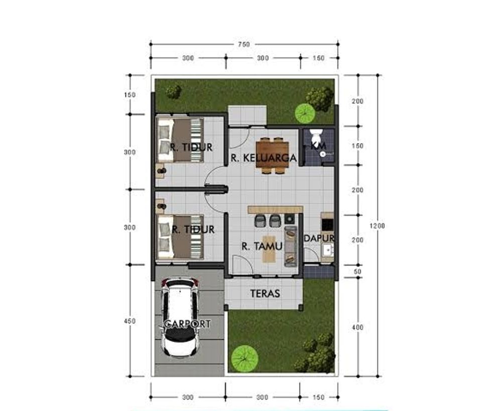 foto denah rumah tipe 45 perumahan ALYA REGENCY MARABAHAN